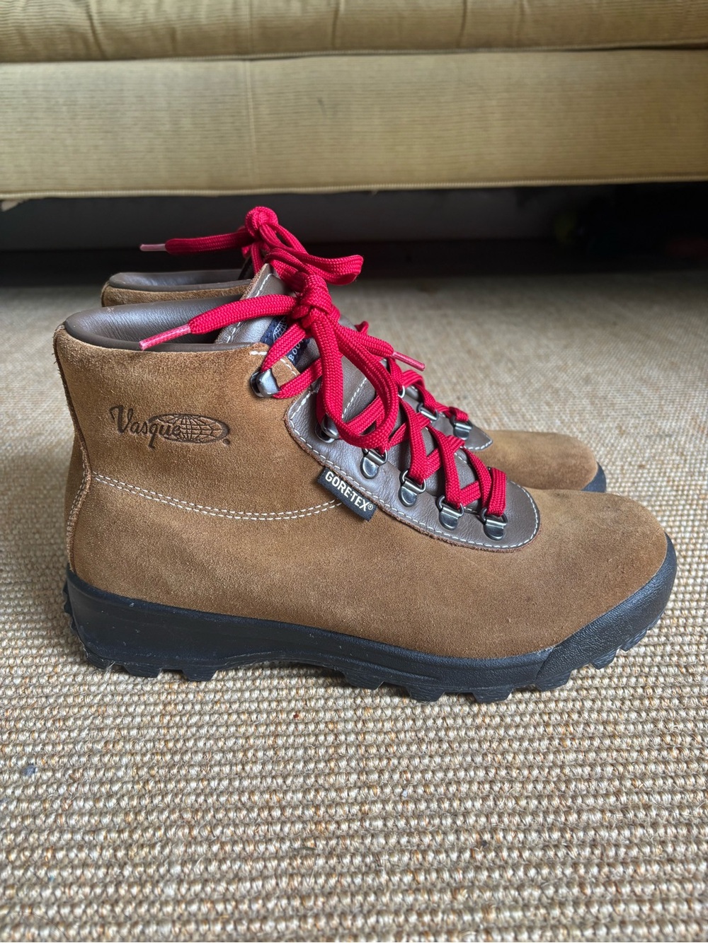 Vasque Brown Suede Gore-Tex Hiking Boots with Red Laces